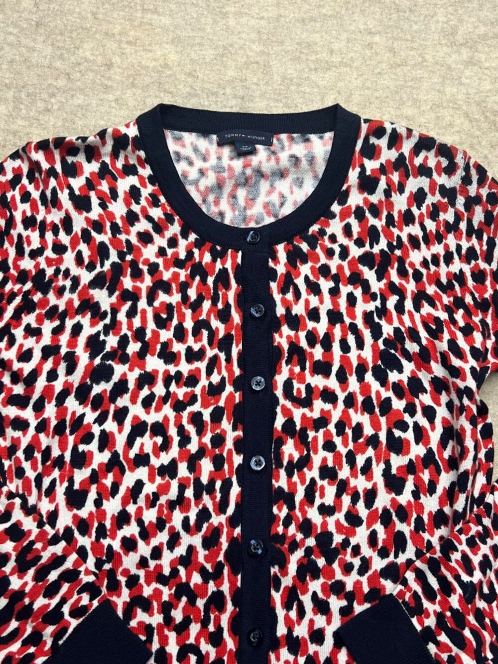 Tommy Hilfiger Cardigan Sweater Small Red Blue Button-Up Preppy USA Patriotic - Picture 2 of 8